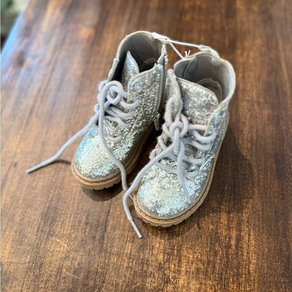 Old Navy Glittery Silver Kids Boots